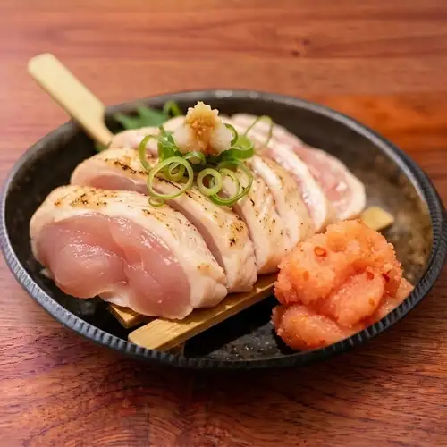 地鶏ササミと炙り辛子明太子
