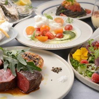 ◇120 minutes all-you-can-drink included◇【Cena80】Double main course of meat and fish, luxurious full course of seasonal ingredients, 9 dishes total, 10,500 yen