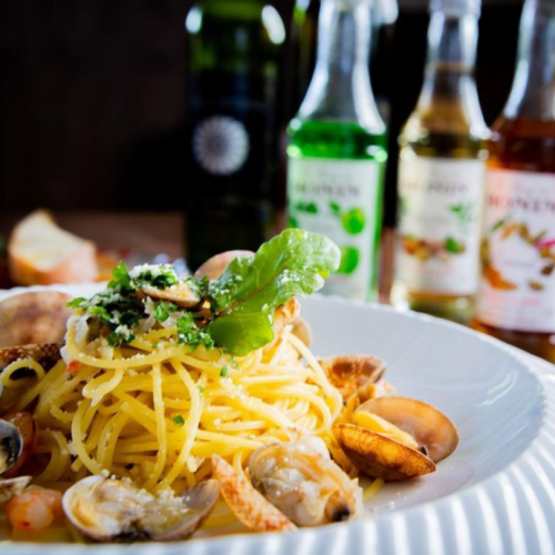 Shrimp and clam oil pasta