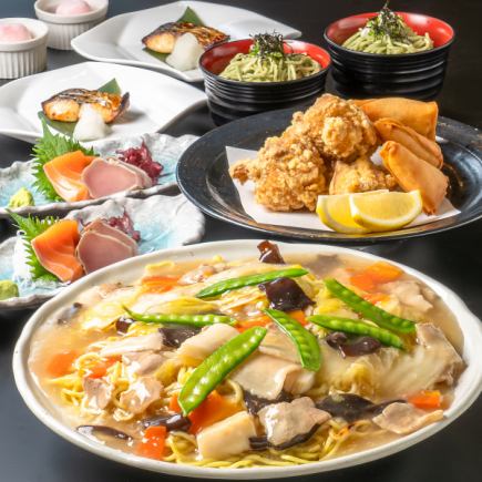 春夏【はまなすコース】お刺身2種盛り・富士特製ザンギなど全6品★4000円　飲み放題付