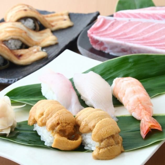 赤字覚悟の豪華食材コース のど黒 本鮪 ウニ イクラ 握り寿司 牛ステーキetc2h飲み放題7000円 一家駅南 ひっこみ滋庵