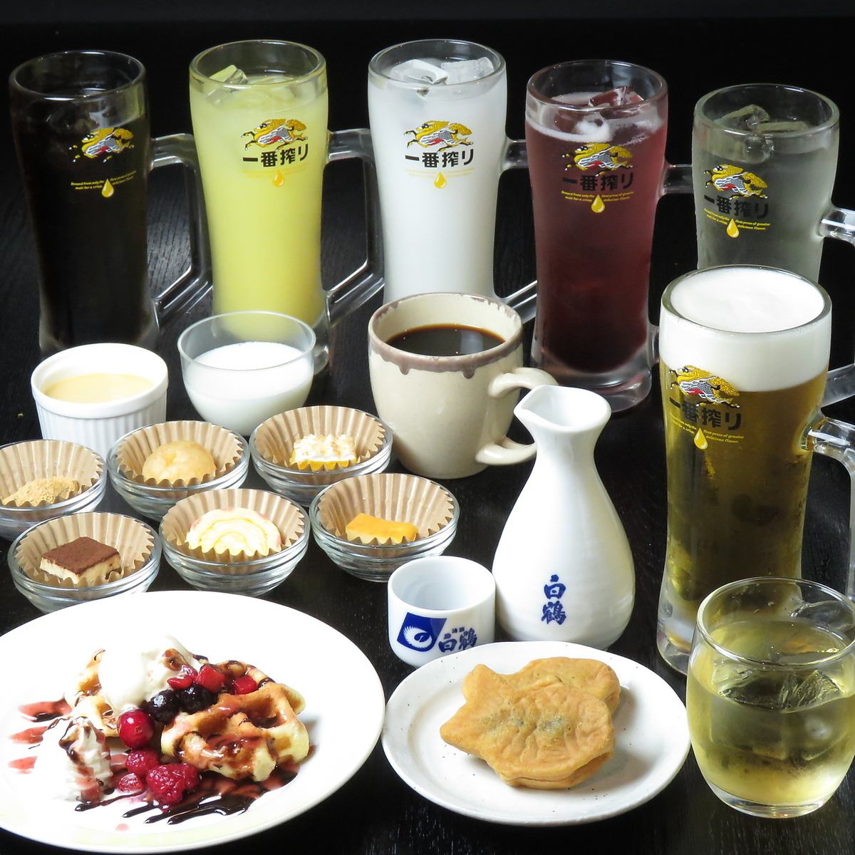 All-you-can-eat and all-you-can-drink alcohol for 1,100 yen!
