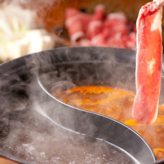 All-you-can-eat shabu-shabu with marbled wagyu beef, pork, chicken, and more!