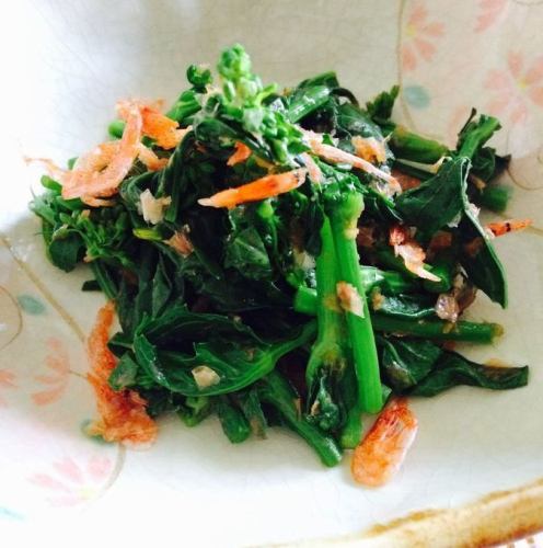 桜エビと菜の花炒め