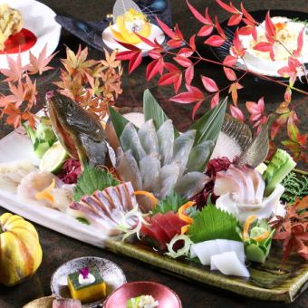 【個人盛り】活魚平目の姿造り&A5和牛&海鮮握り&特製デザート全11品【極コース】※飲み放題別