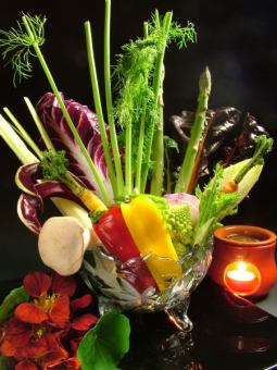 Bagna cauda made with seasonal vegetables directly from Kubota Farm