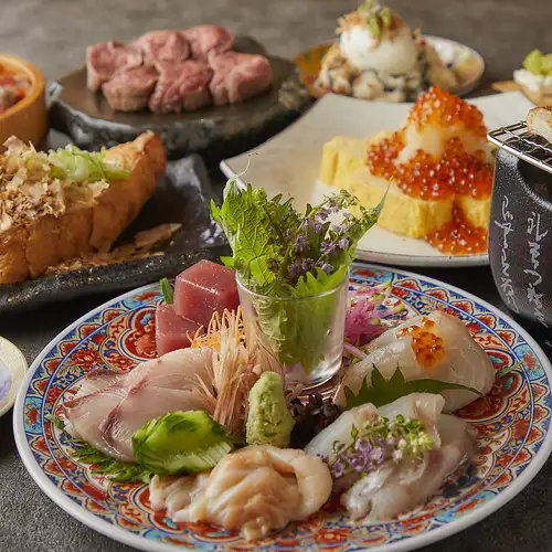 We also offer seafood and meat dishes.