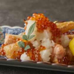 炭烤三文鱼腩和三文鱼籽