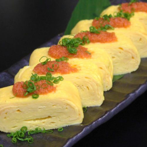 Rolled omelet with mentaiko (spicy cod roe) and mentaiko sauce