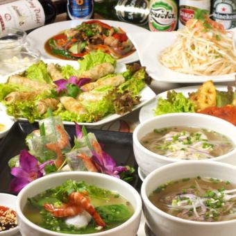 [For a small banquet or girls' night out♪] Choose from a wide range of popular menus including pho, all 7 dishes x 2 hours all-you-can-drink ⇒ 5000 yen