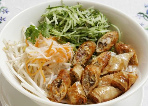 Fried spring rolls with rice noodles