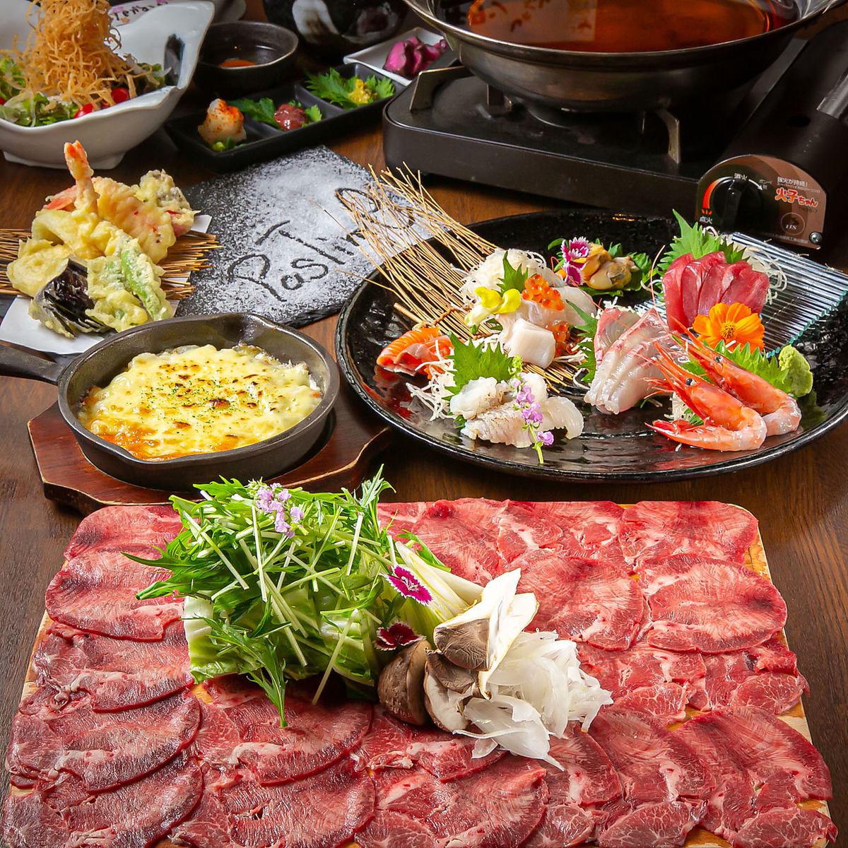 You can eat it raw and fresh, plush beef tongue shabu ◆ All-you-can-drink course 5000 yen ◆