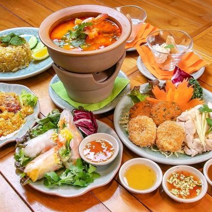 包含泰式和清迈美食的派对套餐,含2小时畅饮,每人6000日元