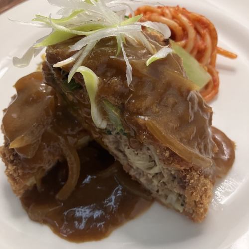 Spring vegetable minced cutlet with Japanese curry sauce