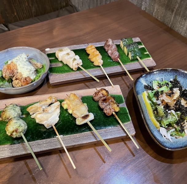 [All-you-can-drink for 150 minutes, 6 dishes in total] Classic chicken taku with 8 types of skewers and 2 types of fried foods ☆ [Excellent course]