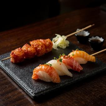 超お得に3時間☆当店オススメ全121品！一部の焼鳥・寿司・サイドメニュー食べ飲み放題コース