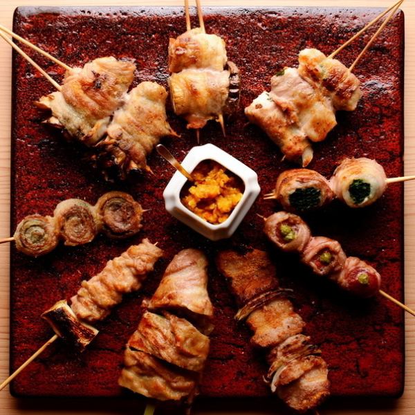 [Very popular!] Enjoy authentic vegetable wrapped skewers made by Yakitori Kinzan!