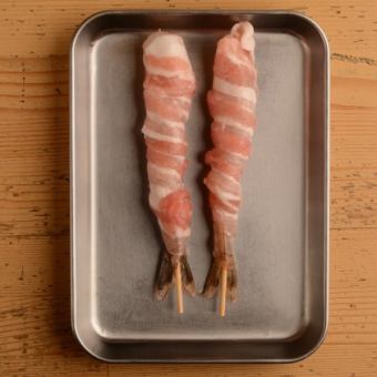 Shrimp pork belly skewer