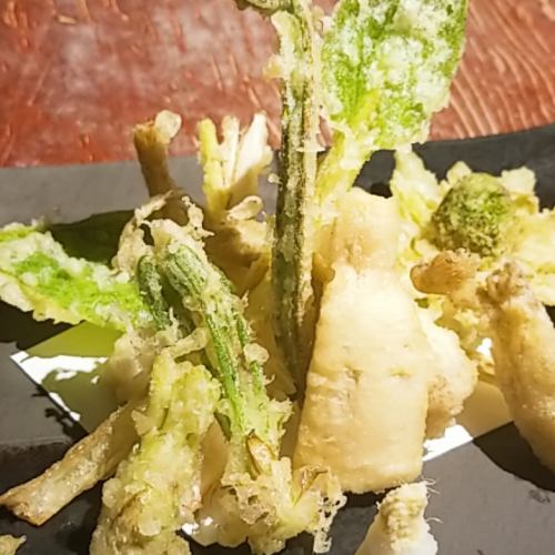 The taste of spring, assorted wild vegetable tempura