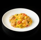 Shrimp and tomato fried egg