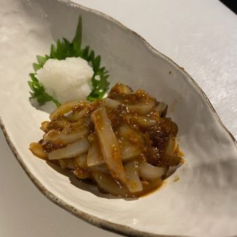 Homemade pickled squid