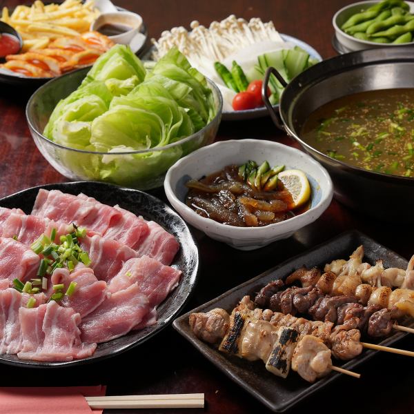 【宴会に◎】レタスしゃぶしゃぶなど全6品が楽しめる2時間飲み放題付コース4500円(税込)