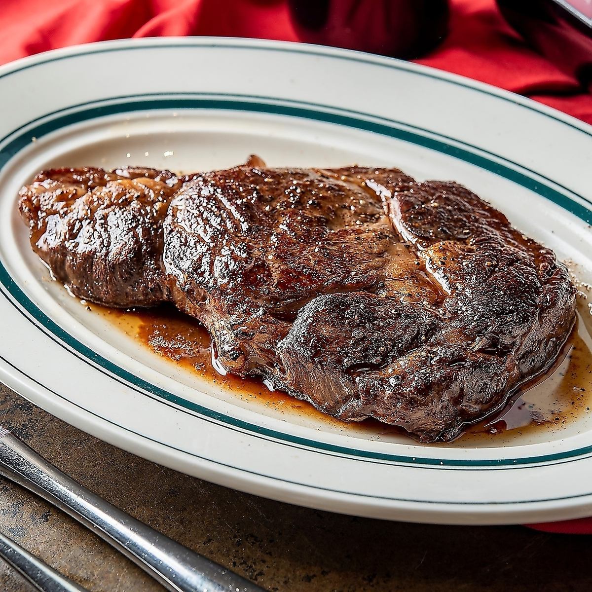 A slow-cooked rib eye roll finished with browned butter.