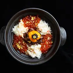The ultimate Wagyu beef kamameshi (rice cooked in a pot).