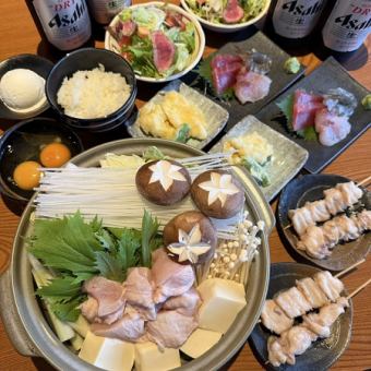 11月～２月の忘年会・新年会に♪【生ビール付２時間飲放題付】冬の鶏白湯鍋コース7500→7000
