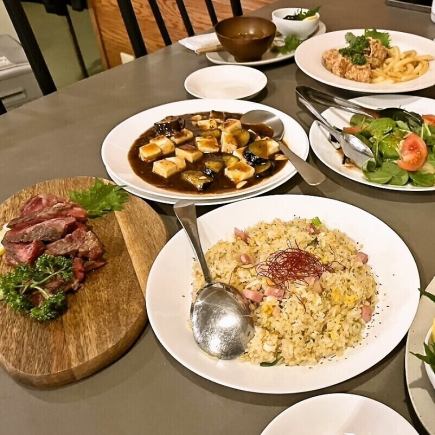 【ポテトフライ/麻婆豆腐/炒飯等全6品＋2時間飲み放題付き】￥5500コース（税込）