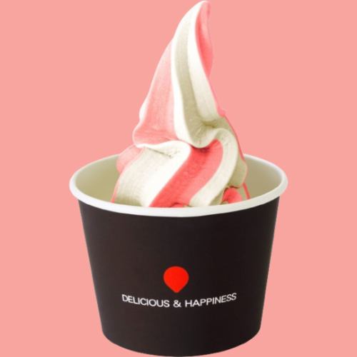 Strawberry soft serve ice cream