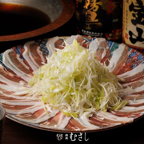 Pork shabu-shabu with green onions