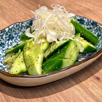 Tataki cucumber with green onion salt sauce