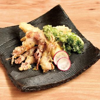 Firefly squid and bamboo shoot tempura
