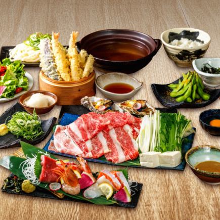 [120 minutes all-you-can-drink included] Special! Japanese Black Beef Shabu-Shabu and Yonefuku's signature Tempura course