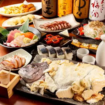 【2時間飲み放題付】鯛の塩釜焼きや穴子天ぷら・ローストビーフも付いた～宴会6000円コース～