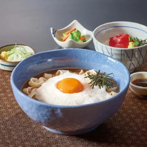 Tororo kishimen and tuna mini rice bowl set