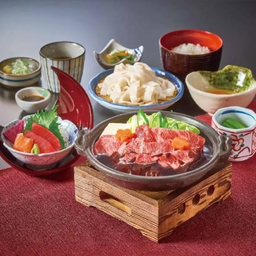 [Miyazaki Beef] Miso Sukiyaki and Sashimi Set Meal