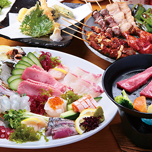 [Tarafuku-tei's most popular!] 8 dishes including sashimi and yakitori ◆``3,300 yen course''