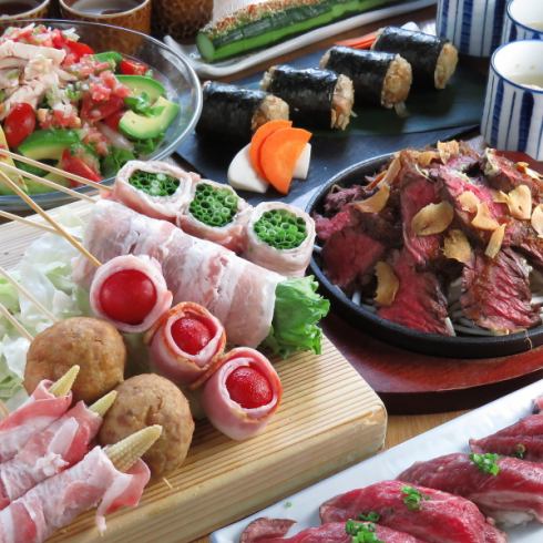 博多発祥肉巻きやさい串と旨い酒を堪能。コスパ◎宴会コースは4000円～！個室は5名迄