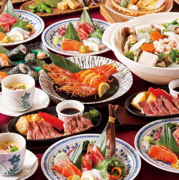 お刺身・天ぷら・寿司など料理8品120分飲み放題5000円！