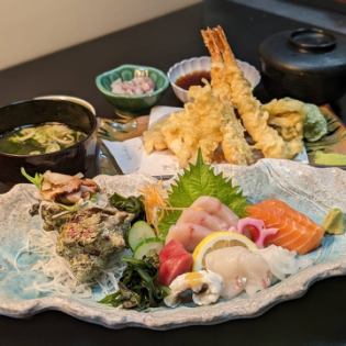 刺身いっぱい天ぷら定食