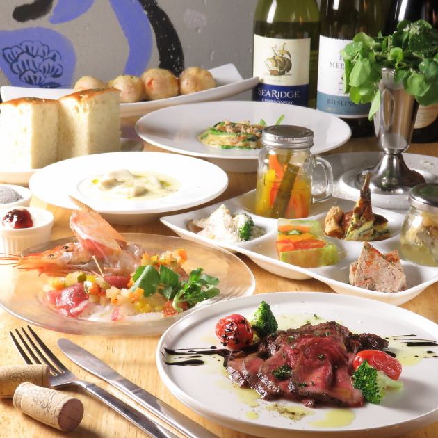 ３５８女子会コース 前菜姫盛り６種 ブーケサラダなど全８品 飲み放題1分 3580円 Base 358 雑魚やグループ