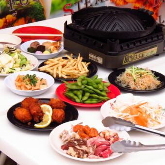 【ゆったり180分コース♪】BBQ + ブュッフェ&飲み放題付　￥5700（税込）