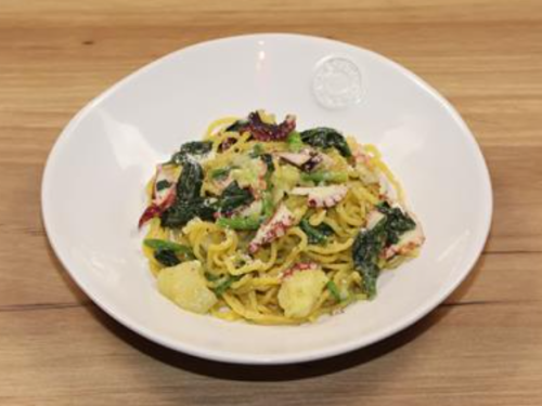 Octopus and potato malt pesto