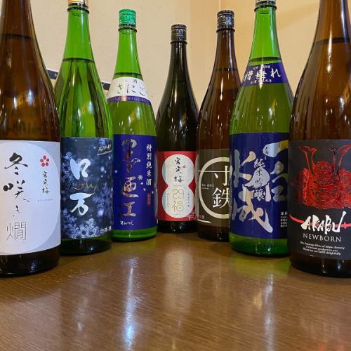 We always have more than 20 kinds of sake selected from Miyagi, Tohoku and all over Japan!
