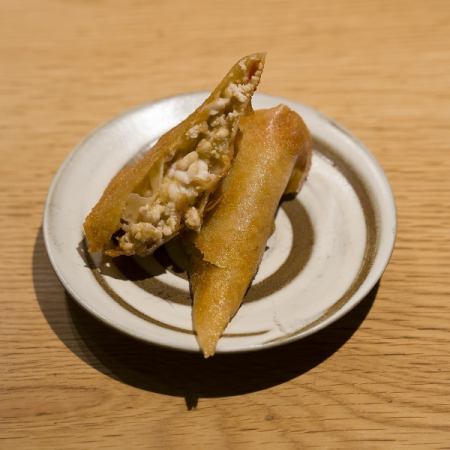 麻婆白子の春巻き