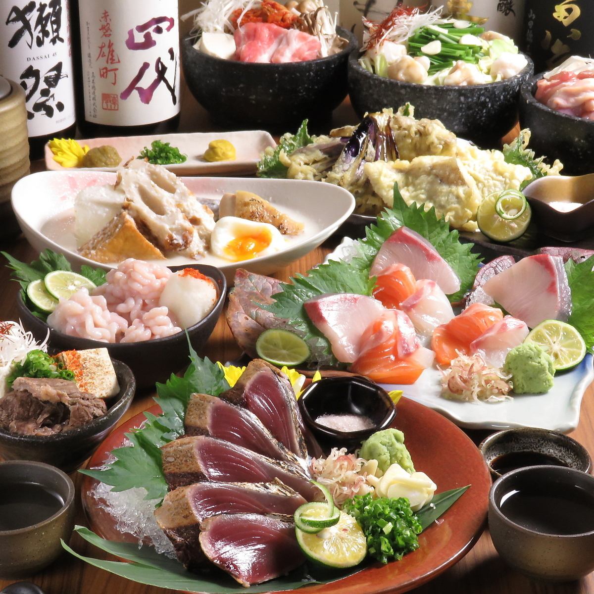 We also offer high-quality meats such as Omi beef and Kumamoto red beef grilled over straw.