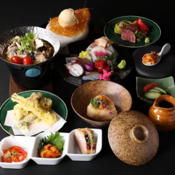 【松套餐】11,000日元（含税）附仙台牛、海胆涮涮锅等10种高级无限畅饮
