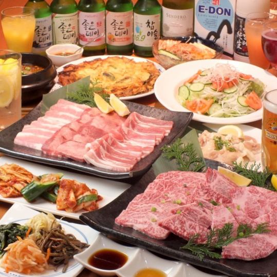 "Great Satisfaction Course / High Quality x Volume" Enjoy 11 dishes of 7 types of meat including top-grade kalbi and top-grade skirt steak with all-you-can-drink